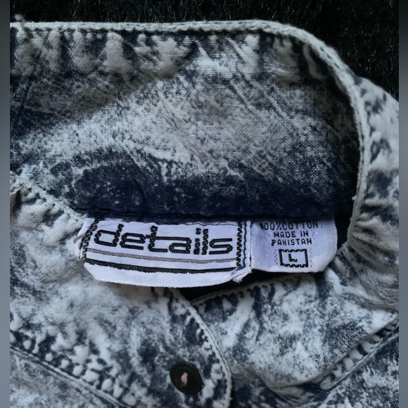 design Vintage 90’s Blue Semi-Distressed Long Sleeve Button-Up Shirt L PreOwned - Picture 11 of 15